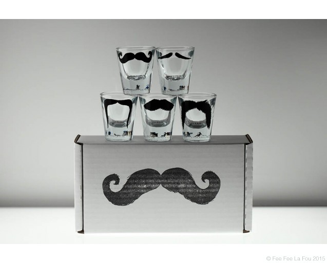 Set of 5 Moustache Shot Glasses