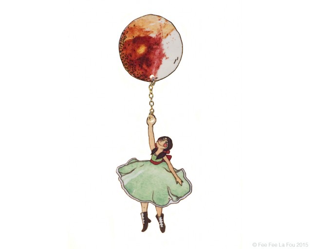 Fly Away Balloon Girl Brooch