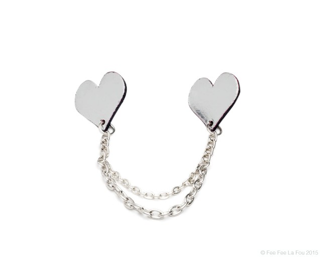 Silver Heart Collar Tips