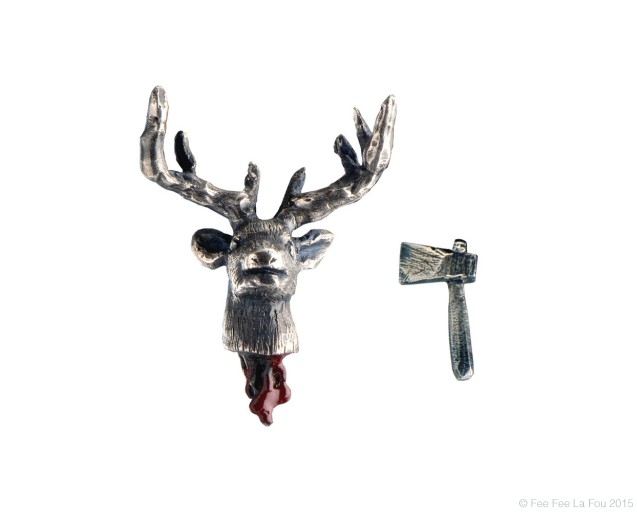 Stag's Head Off Earrings