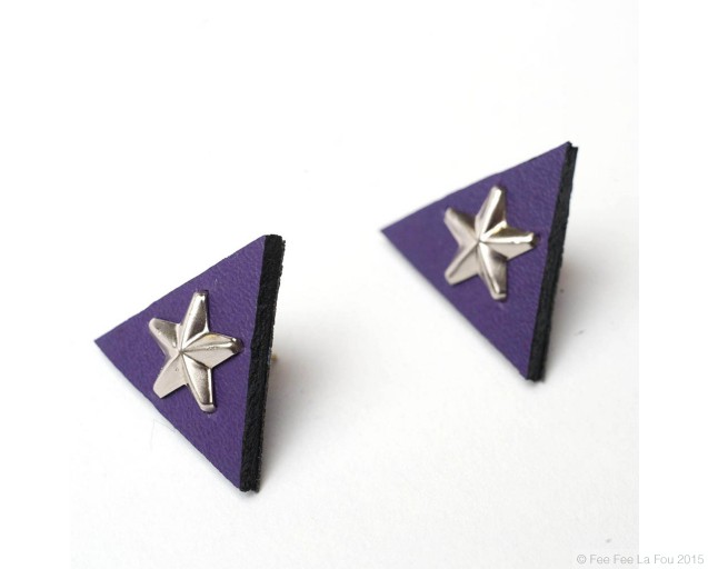 Purple & Silver Star Collar Tips