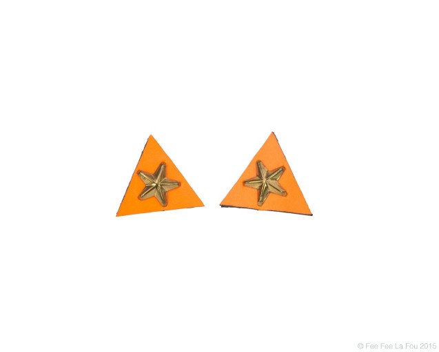 Neon Orange & Gold Star Collar Tips