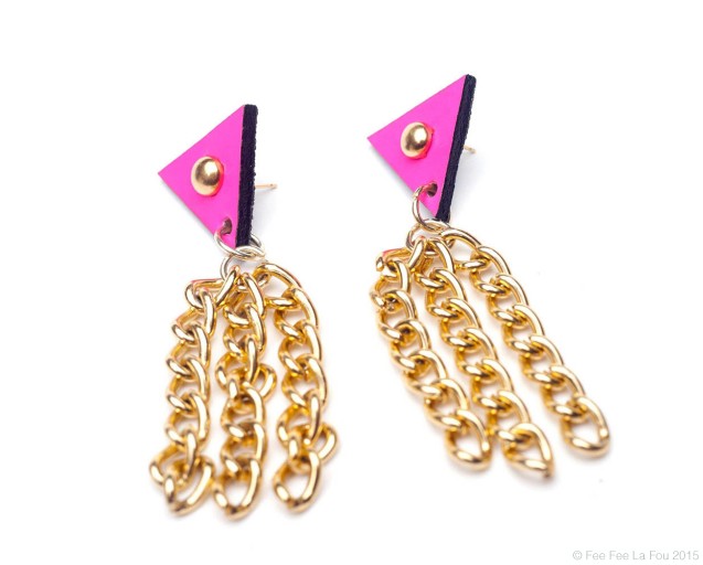 Neon Pink & Gold Stud Collar Tips