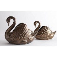 Small Metallic Swan Vase