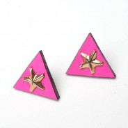Neon Pink & Gold Star Collar Tips